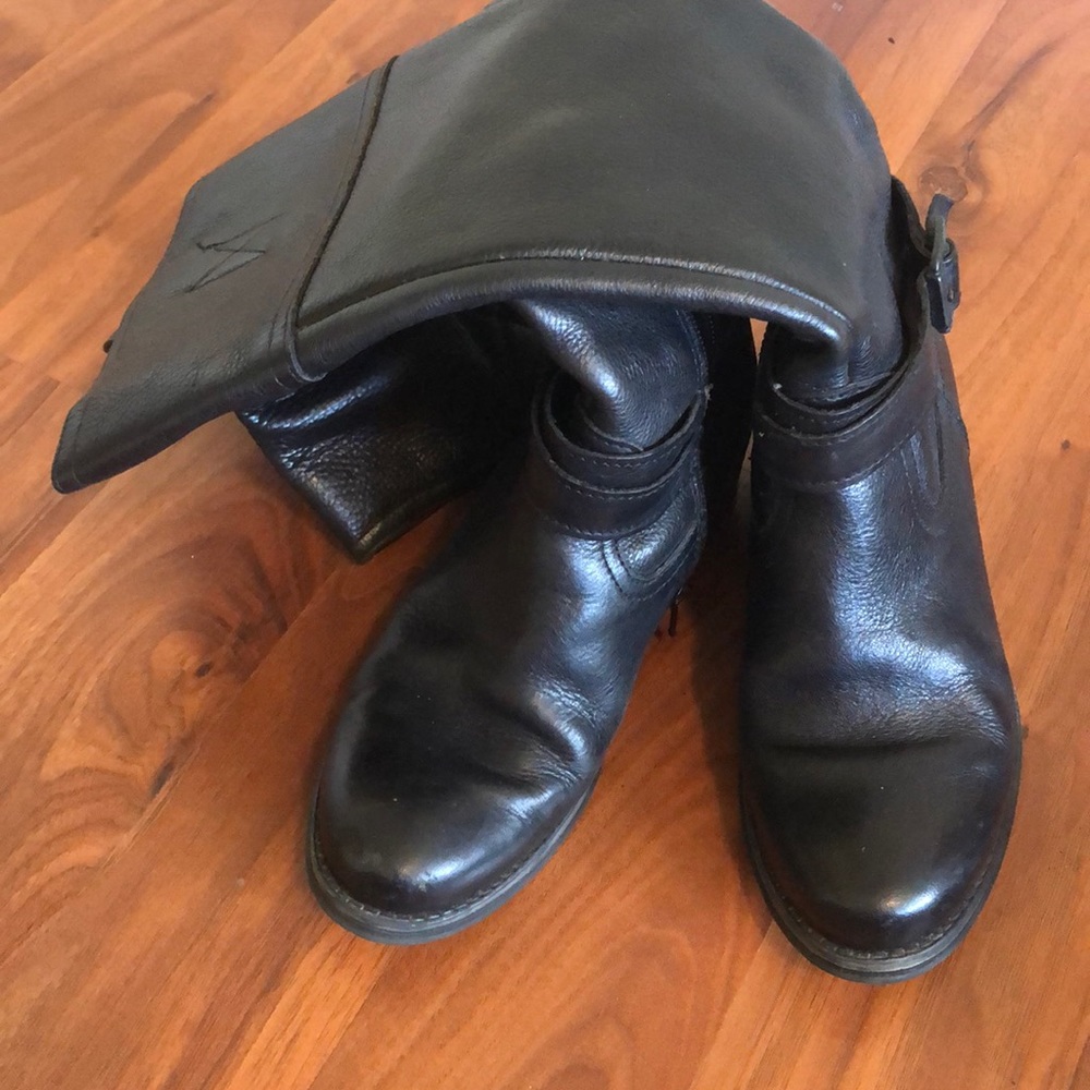 Aldo black leather riding boots